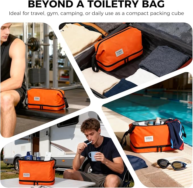 Travel Toiletry Bag Water-resistant with Hanging Hook for Mens Large Packing with Waterproof Wet/Dry Compartment Travel Shower Bags Travel Toiletry Organizer Dopp Kit Shaving Bag - Image 4