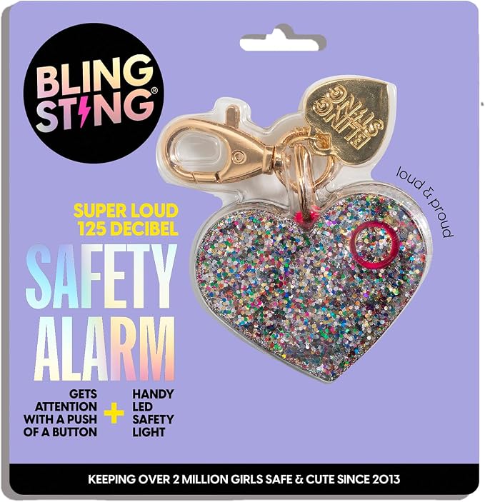 Personal Safety Alarm for Women - Confetti Glitter Heart Self-Defense Keychain w/ LED Light - Purse Charm - 125 Decibel Emergency Security Alarm (1 Count) - Image 5