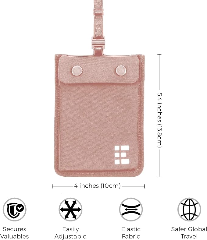 Zero Grid Pink Bra Wallet, Sleek & Hidden Washable Travel Pouch for Women | Pocket for Passport, Money, Credit Cards, Jewellery; Undercover Stash for All Bra Sizes; Secure, Comfortable, Sweatproof - Image 2