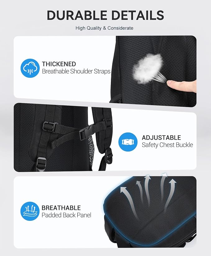 VASCHY Anti Theft Travel Backpack for Men & Women with RFID Blocking, 15.6in Laptop Backpacks, Bookbag for College, Work, Black - Image 5