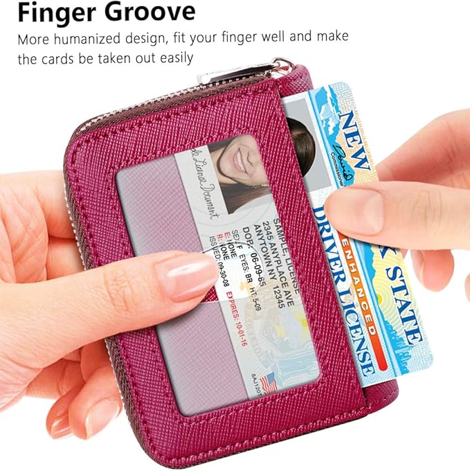 FurArt Zipper Wallet Women RFID Credit Card Holder keychain Wallet | ID Window RFID Blocking Compact Small business 15/16 slots - Image 2