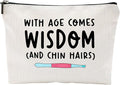ZUYUROU Funny Makeup Bag for Women Birthday Gifts Best Friend Mom, Travel Cosmetic Pouch Organizer for Toiletries, With Age Comes Wisdom Humor Gift by ZUYUROU