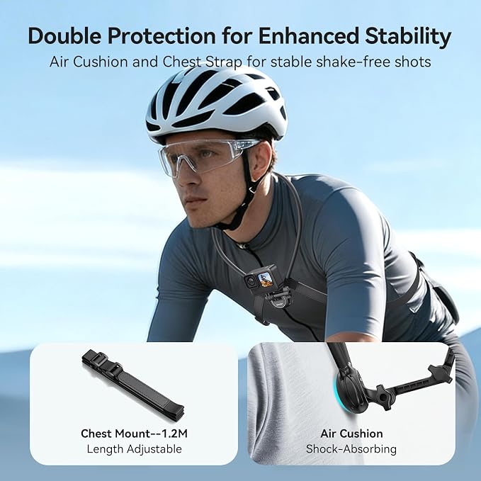 Neck Mount for GoPro, Insta360, DJI Action Cameras - Adjustable Chest Strap & Air Cushion Comfort | 2026 Upgraded 2.0 Holder - Image 3
