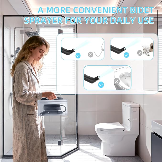 Portable Bidet for Travel with Soft and Strong Water Pressure Modes, USB-C Rechargeable Travel Bidet, Large 2.3L Water Tank for Home and Camping Use (Black) - Image 2