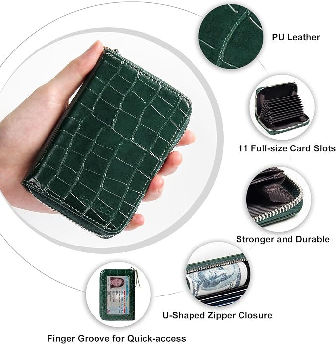 Credit Card Wallet, RFID Card Case Wallet, Zipper Card Cases Holder for Men Women, RFID Blocking, KeyChain Wallet, Compact Size Card Organizer Case for Women - Image 5
