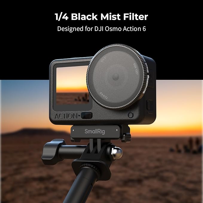 SmallRig 1/4 Black Mist Filter for DJI Osmo Action 6, Snap On Black Diffusion 1/4 Filter with Silicone Cover & Cleaning Cloth, HD Optical Glass, Multi-Coated - 6086 - Image 2