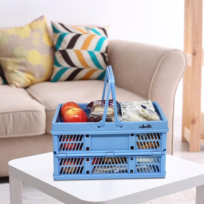 Collapsible storage crates ,plastic baskets for organize 14.96x 9.84"x7.87" | shopping garden basket,foldable crate with Handles, car trunk basket,for Kitchen,Bathroom - Image 8