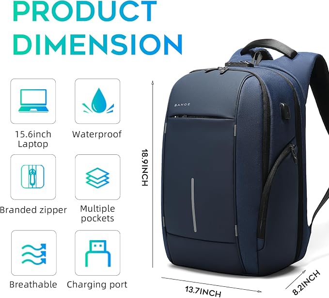 BANGE Backpack for Men, Laptop Backpack for 15.6 Inch Notebook,Lightweight Work Backpacks for Men, Daily Work Backpack for Men and Women… - Image 5