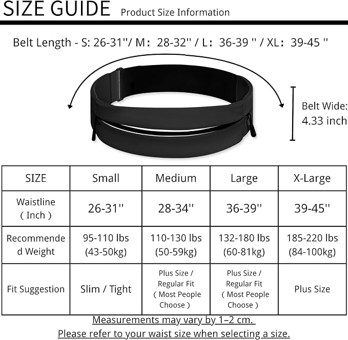 Running Belt for Men Women, Water-resistant Fanny Pack with 3 Zipper Pockets & Reflective Safety Strips, Adjustable Waist Pack Jogging Pouch for Phone, Keys & Essentials (Black, Medium) - Image 4