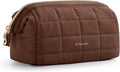 BAGSMART Makeup Bag Travel Toiletry Bag, Wide-open Zipper Pouch, Chocolate | Puffy Padded, Travel Essentials, Make Up Bag, For Women, Makeup Organizer, Toiletries Accessories Brushes by BAGSMART