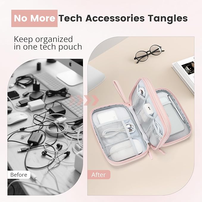 Skycase Tech Pouch - Lightweight Electronics Organizer Travel Case - Double Layers Cable Organizer - All-in-One Storage Bag for Charger, Cord, Phone, Flash Drive, Essentials - XL - Image 2