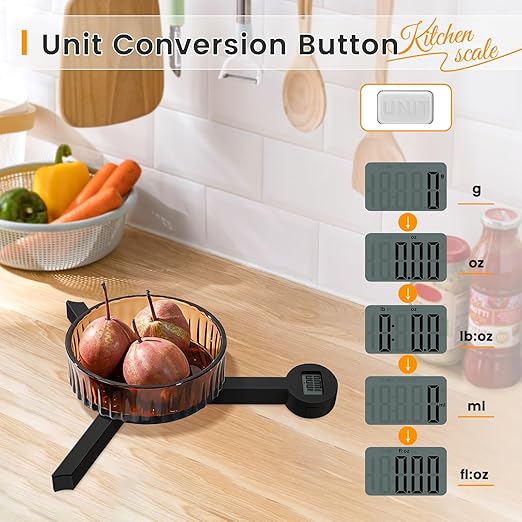 Folding Digital Kitchen Scale, Highly Accurate Compact Portable Food Scale with LCD Display, Auto Power Off and Tare Features, for Measuring Intake of Healthy Eating People (Black) - Image 2