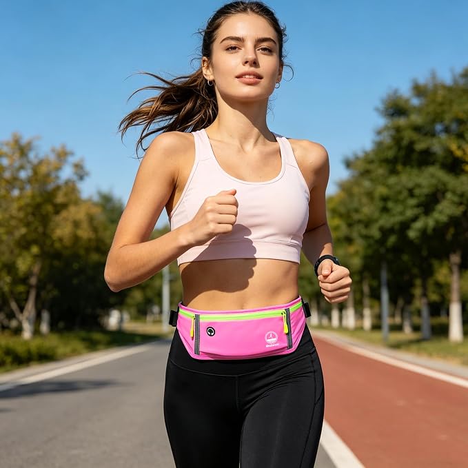 Running Belt Slim Fanny Pack Jogging Pouch Phone Holder Waist Pack - Pink - Image 7