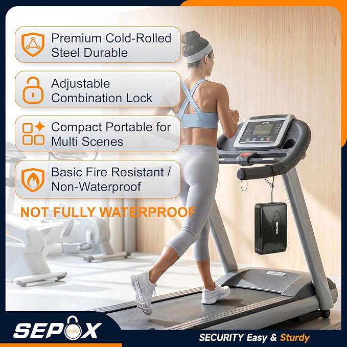SEPOX® Water Fire Resistant Steel Case Lock Box 3-Ft Cable Resettable Combo - Image 6