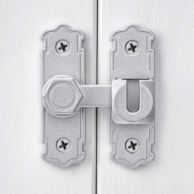 Silvery Aluminum Alloy 90/180 Degree Gate Lock,Barn Door Latches | Flip Gate Latches,Right Angle Door Lock Latch,Sliding Door Latches,for bedroom,garage,window,pet enclosures,drawer,cabinet - Image 4