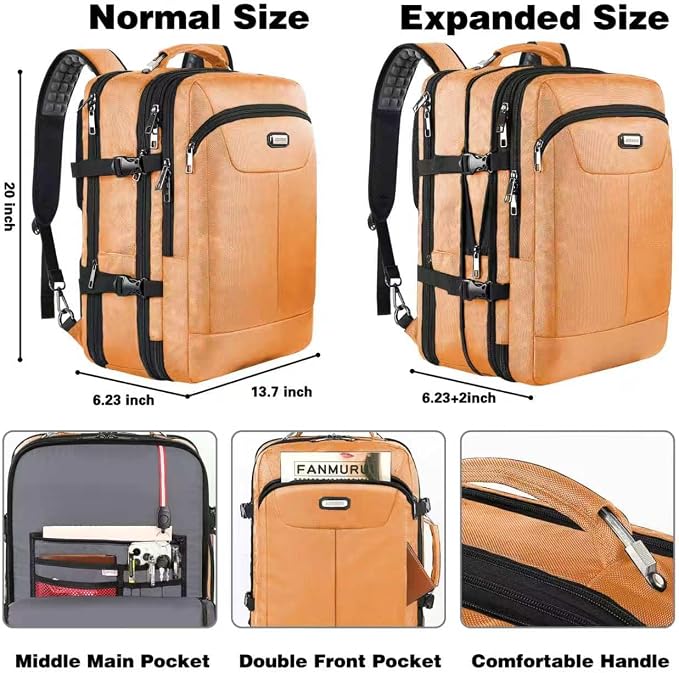 VECKUSON 50L Carry-On Backpack, TSA Approved for Flights, Extra Large Gaming & Travel Laptop Bag, 3 Packing Cubes, RFID Anti-Theft, Heavy Duty Weekender for Men & Women - Image 5