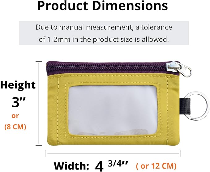 RFID Blocking Travel Wallet with Adjustable Lanyard, Small Nylon Zipper Pouch and Badge Holder for ID, Credit Cards, Cash, Keys, Commuters (Almond+DarkYellow) - Image 3