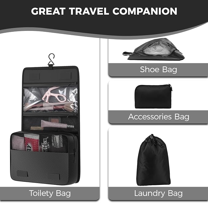 Compression Packing Cubes for Travel, 8-Piece Luggage Organizers Space-Save | Ultralight Sleek Luggage Organizer Set for Business Trips & Frequent Travelers, Space Saving for Carry-On & Suitcase - Black - Image 8