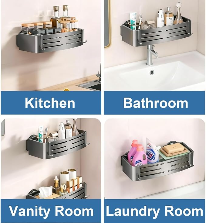 2Pcs Suction Cup Shower Caddy,Upgrade Extra-Strong Suction Shower Shelves with Hooks,No Drilling Waterproof & Rustproof Bathroom Organizers and Storage,Reusable Shower Racks for Shampoo and Toiletries - Image 6