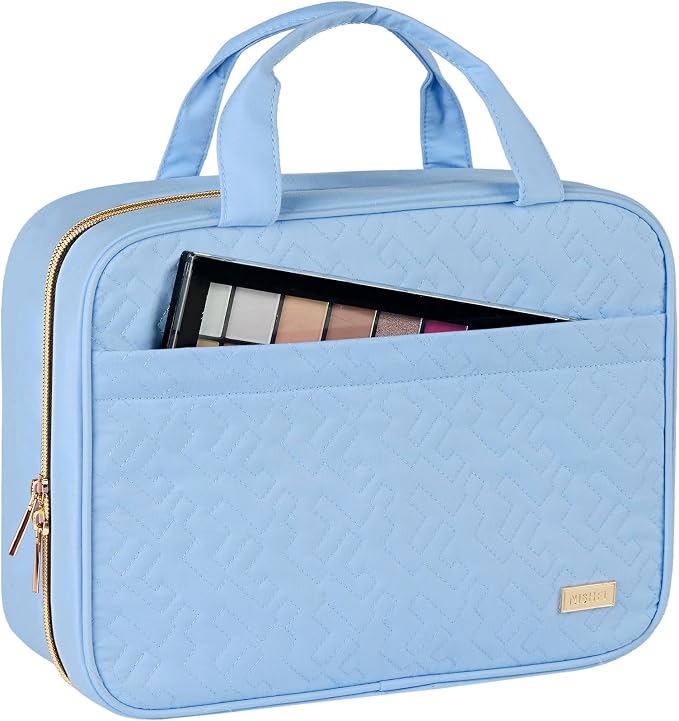 NISHEL Travel Toiletry Bag for women, Portable Hanging makeup Organizer | for Travel-Sized Shampoo, Conditioner, Brushes Set, makeup Accessories, Large Size, Placid-Blue - Image 7