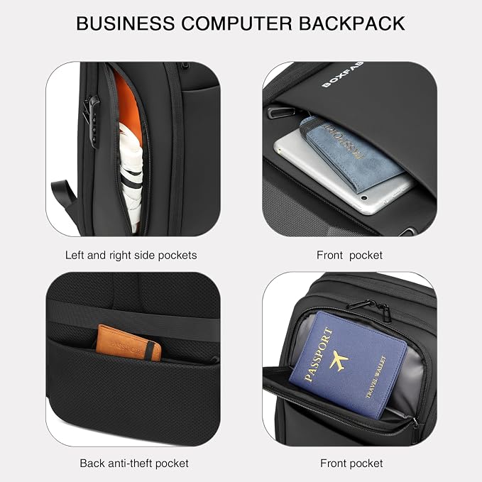 Travel Business Anti Theft Backpack for Men Fits 17.3" Laptop | Water Resistant, USB Charging Port, Lightweight, Large Work Computer Bag, Carry on Tech Backpack, Gift for Office Men - Image 5