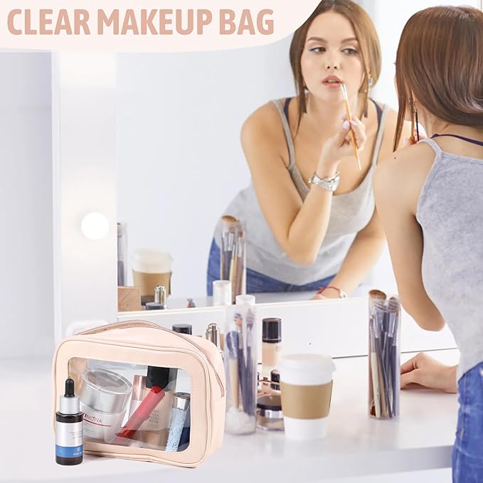 YOPCDJ 3Pack Clear Toiletry Bag,TSA Approved Travel Makeup Pouch with Zipper for Cosmetics and Toiletries，Diaper Bag Organizer Pouch Set，Women's Purse Organizer and Clear Car Bag - Image 5