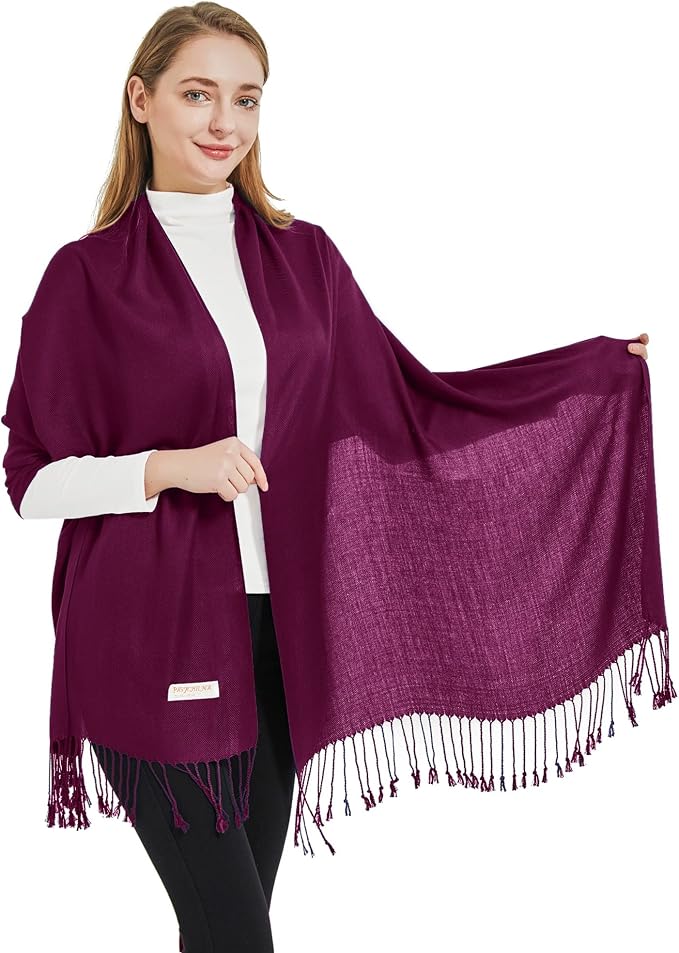 Soft Silky Pashmina Shawl Wraps Solid Colors Scarf for Wedding Evening Dresses - Image 4