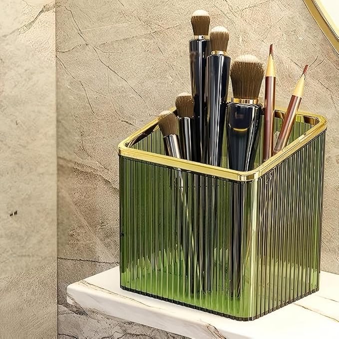 Adhesive Wall Shelves No Drill Hanging Organizer - Plastic Floating Storage Bins for Kitchen,Bathroom,Office - Makeup and Home Goods Mountable Shelf (Green and Gold) by Lumista
