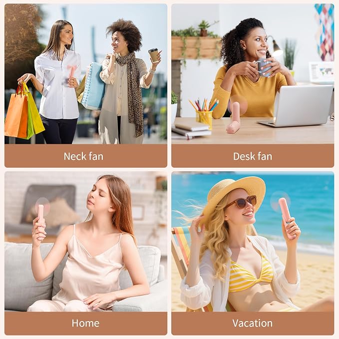 Portable Fan, Mini Handheld Fan with Power Bank, Cute USB Rechargeable Pocket Fan, Foldable Small Cooling Fan with LED Light, Personal Travel Fan,Summer,Beach Essentials,Summer Gift for Women - Image 6