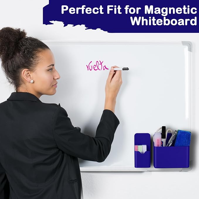 KITANIS Magnetic Pen Holder,2 Pack Magnetic Dry Erase Marker Holder with Generous Compartments,Strong Magnet Storage Marker Pen Pencil Organizer for Refrigerator,Whiteboard,Locker Accessories - Image 5