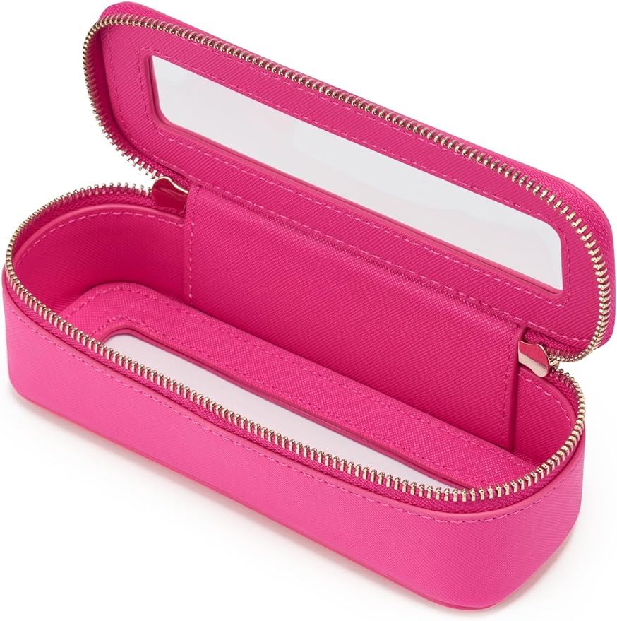 Slim Makeup Brush Bag Travel Clear Toiletry Bag for Women Cute Make Up Bag for Traveling Cosmetic Bag Organizer Waterproof Tansparent Beauty Makeup Case Hot Pink by POPVIBE