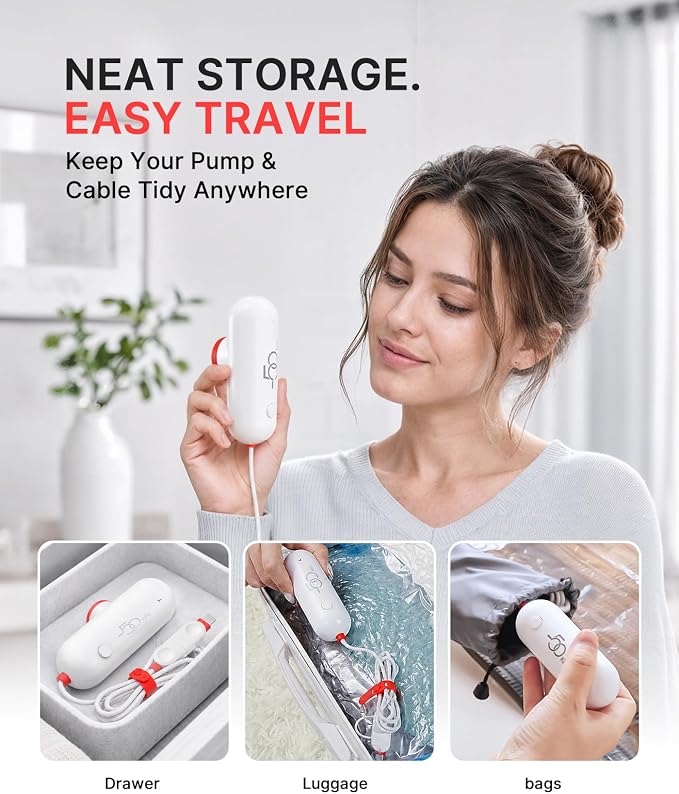 VMstr USB Vacuum Pump for Storage Bags, Portable Charging Travel Vacuum Bags with Pump for Clothing - Image 2