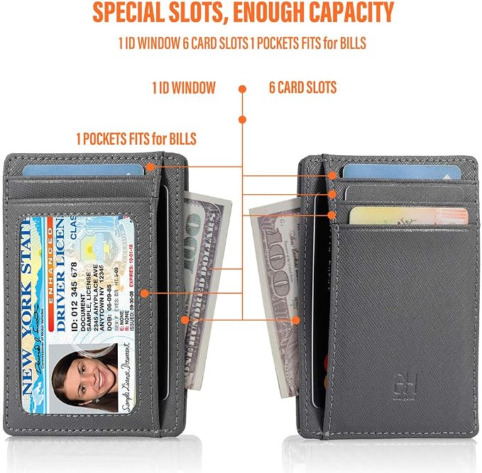 GH GOLD HORSE Slim RFID Blocking Card Holder Minimalist Leather Front Pocket Wallet for Women | Slim - Image 5