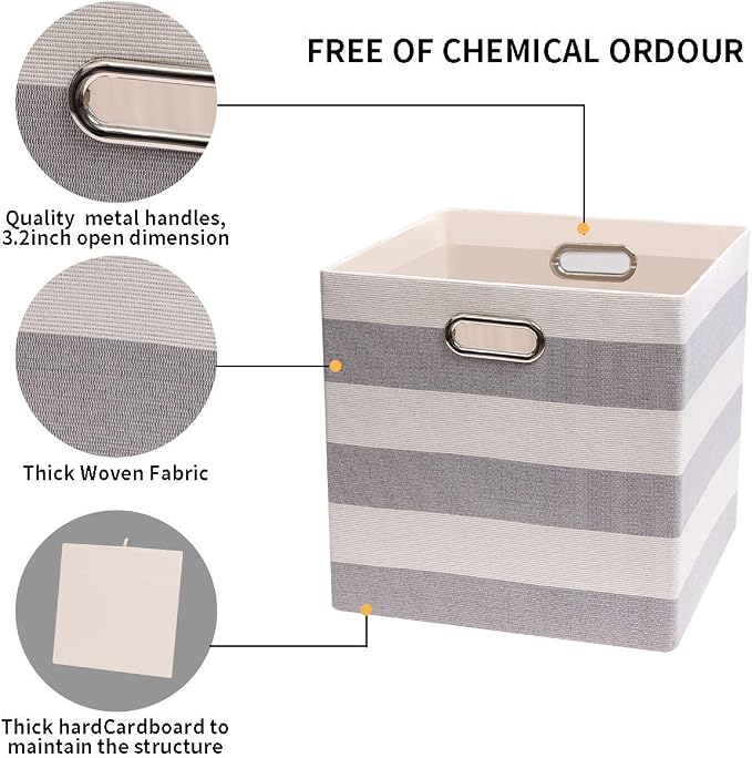 Posprica 3X Thicker Storage Bins Storage Cubes, 13×13 Fabric Storage Boxes Foldable Baskets Containers Drawers for Nurseries,Offices,Closets,Home Décor - Image 3