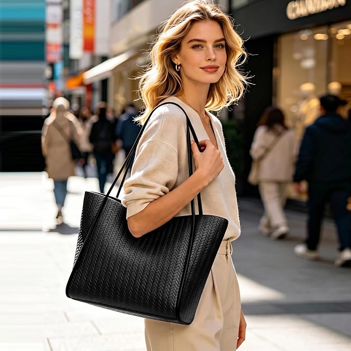 Tote Bag for Women Vegan Leather Shoulder Purse Large Capacity Travel Bag - Image 2