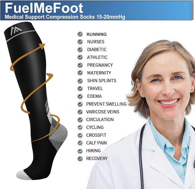 FuelMeFoot 3 Pack Copper Compression Socks - Compression Socks Women & Men Circulation - Best for Medical,Running,Athletic - Image 4