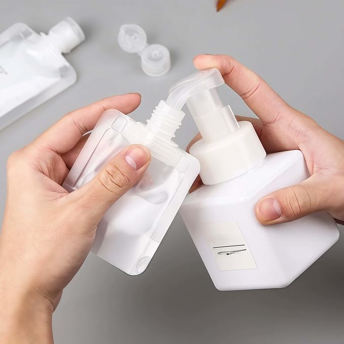 10 Pack Travel Pouches for Toiletries, Size Portable Containers,Stand Up Pouch,Refillable Travel Accessories for Shampoo Conditioner (30ML/1OZ/10piece) - Image 8