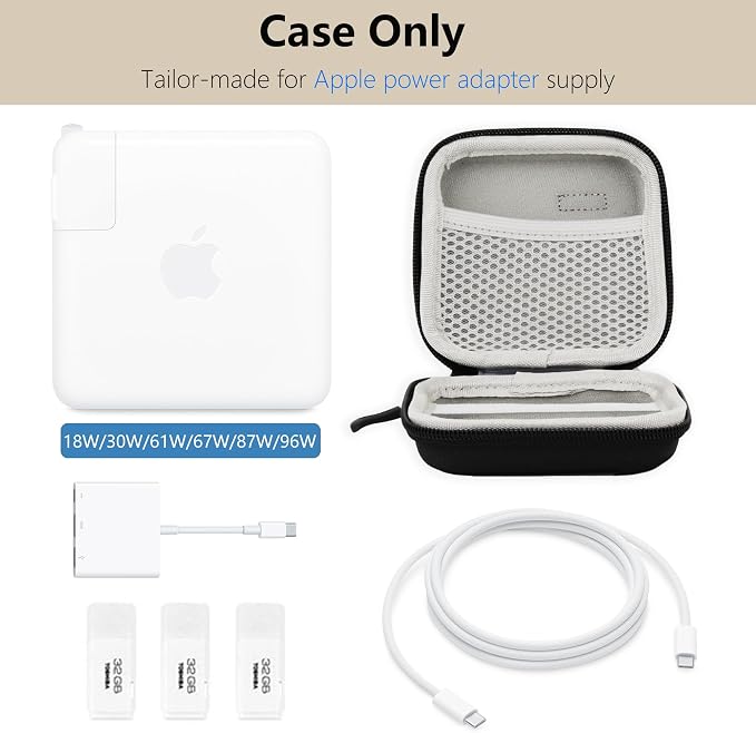 Portable Charger Case, Tech Pouch Travel Organizer, M, Black-Oxford | Hard Shell Electronic Storage for MacBook Power Adapter, Charging Cords, USB Drives, Power Bank Laptop Accessories - Image 3
