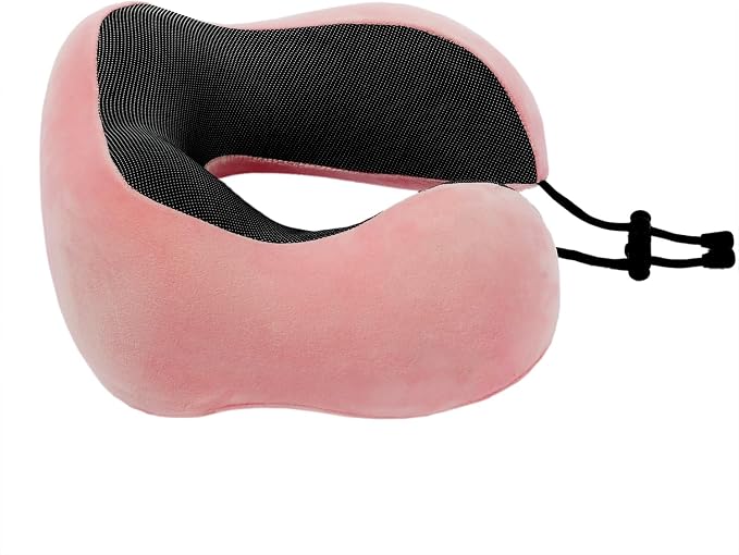 Memory Foam Travel Pillow, Neck Pillow with 360-Degree Head Support, Comfortable and Lightweight, Ideal for Sleeping on Airplane, Car, Train, Bus and Home Use, Comes with Storage Bag (Pink) - Image 3