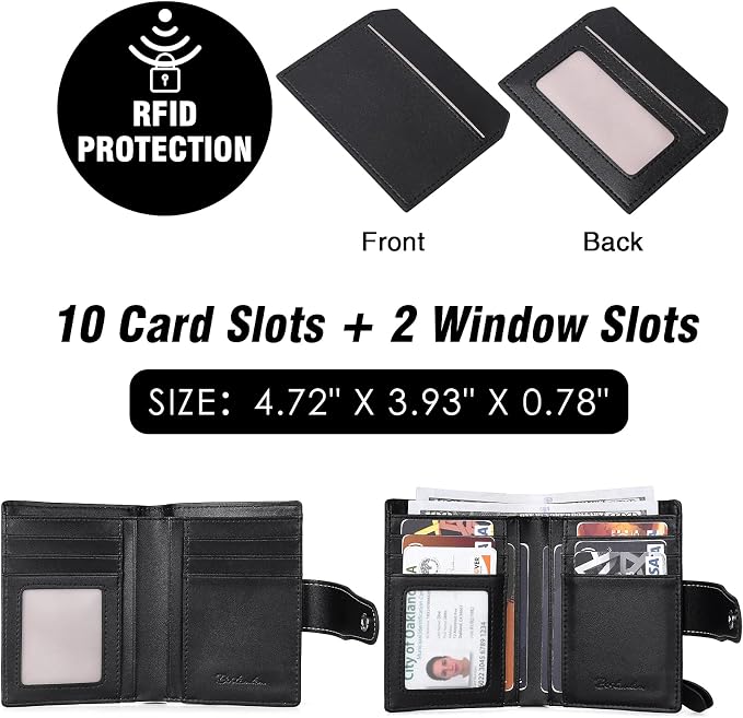 BOSTANTEN Leather Womens Wallet Small RFID Blocking Credit Card Holder | Removable ID Window, Zipper Coin Pocket, Bifold, Minimalist, Fits Small Purses, Daily Use, Ladies Gifts, Brown-Black - Image 2