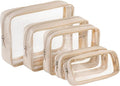Remobia Hicol TSA Approved 5-Piece Diaper Bag Organizer Pouch Set Clear Waterproof TPU Kids Toiletry Storage Set Travel Packing Clutch Cube Bags for Baby Nursing(Cream leather) by Remobia+Hicol
