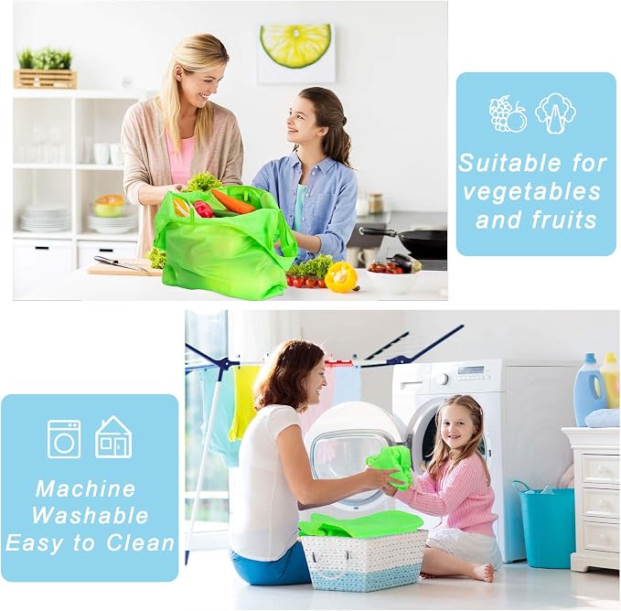 Large Reusable Bags Shopping Washable Foldable 6 Pack Grocery Bags Heavy Duty Lightweight Folding Gift Tote Bag Durable Polyester Color - Image 6