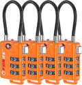 TSA Approved Cable Luggage Locks, Re-settable Combination with Alloy Body, Orange 4 Locks. by Forge