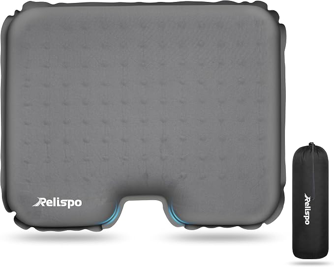 Inflatable Stadium Seat Cushion for Airplane, 2.5" Thicker Foam | Ergonomic Pressure Relief Bleacher Cushion, High-Density Foam, Portable Travel Seat Cushion for Flights Camping Stadium Use by Relispo