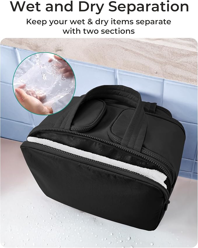 BAGSMART Travel Toiletry Bag, Crush Toiletry Bag for Women, Wide-open Puffy Toiletry Bags for Traveling, Large Travel Cosmetic Makeup Bag Organizer for Accessories,Toiletrie (Orange) - Image 4