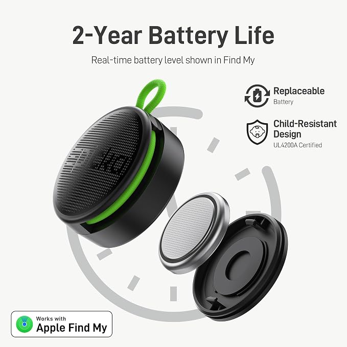 Epicka Tracker Tags with Adjustable Strap, 2-Year Battery, 2 Pack, Black | Works with Apple Find My (iOS Only), IP67 Waterproof, NFC-Enabled Item Finder for Keys, Luggage, Bikes, and Pets - Image 2
