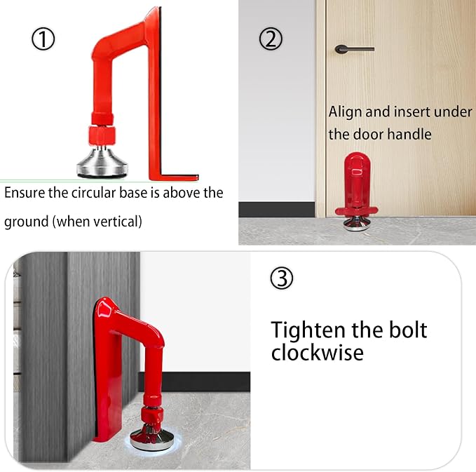 Door Stoppers Security, Portable Door Lock for Travel, Hotel Safety Device | Easy to Install and Remove, Compact Travel Security Solution for Woman, Fits Most Inward-Swing Doors, Fits 0.2"–2" Door Gaps - Image 5