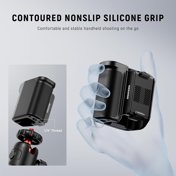 NEEWER AC034 Side Handle Only for AC014 Cage Compatible with DJI Osmo Action 5 Pro/4/3, Modular Quick Release Magnetic Action Camera Mount Adapter with Grip & Cold Shoe Shutter Extender Bar, Black - Image 5