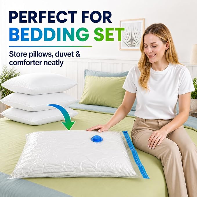 Vacuum Storage Bags,10Pack Vacuum Seal Bags for Clothing,Bedding,Clothes,Comforters,Blankets,Pillows-5 Jumbo+5Large Space Bag Vacuumm Storage Bag Hand Pump Inclued - Image 4