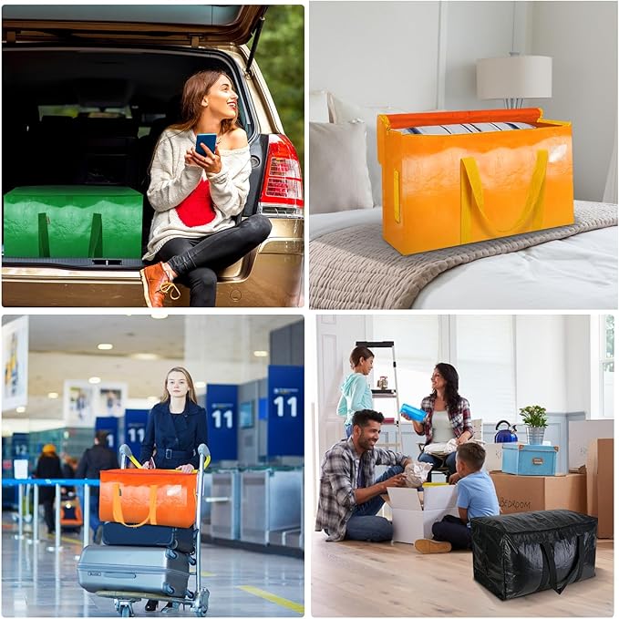 BALEINE 2-Pack Oversized Moving Bags with Reinforced Handles, Heavy-Duty Storage Tote for Clothes, Moving Supplies (Orange, 2-Pack) - Image 3